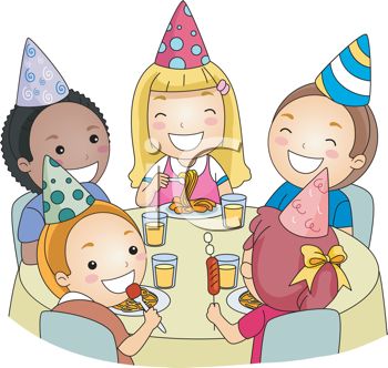 _Cartoon_of_Children_at_a_Birthday_Party_clipart_image